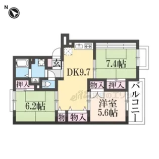 サンライズ星田 B棟【3階】の間取り