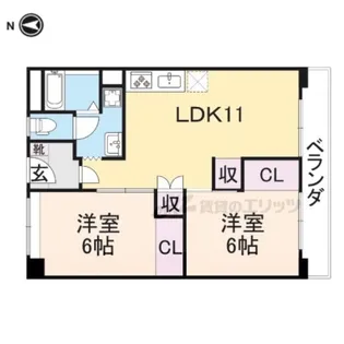 ベルヴィタウン京都伏見【5階】の間取り