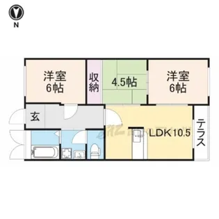 ビューテラス元陣【102号室】の間取り