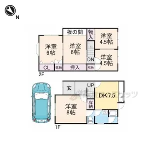 奈良県大和高田市南陽町【一戸建】の間取り