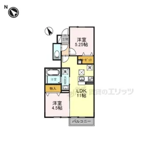 ヴィルヌーブF棟【101号室】の間取り