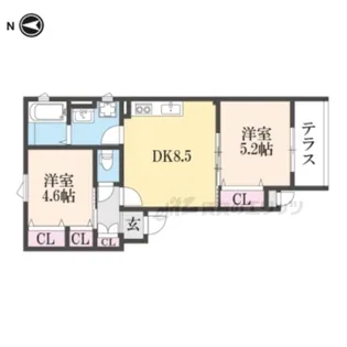 クリエオーレ上島町【104号室】の間取り