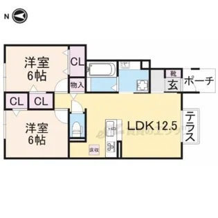 カメリア法隆寺【102号室】の間取り