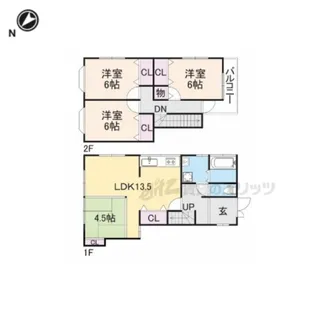 奈良県奈良市法蓮町【一戸建】の間取り