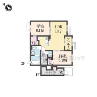 フローラ長浜【202号室】の間取り