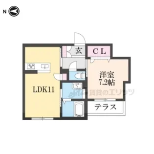 シャーメゾン リバー【102号室】の間取り