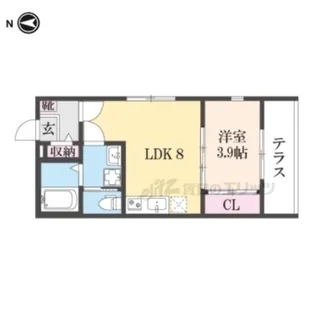 ムーンローズ椥辻【102号室】の間取り