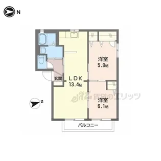 ヴィラ・ライスシャワーB【B101号室】の間取り