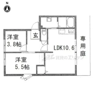 バンブーパインハイツB【B105号室】の間取り