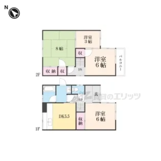 滋賀県東近江市五個荘日吉町【一戸建】の間取り