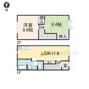 奈良県葛城市當麻【テラスハウス】の間取り