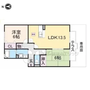 グリーンヴィレッジあい B棟【1階】の間取り