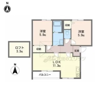 エクセランス朱雀【2階】の間取り