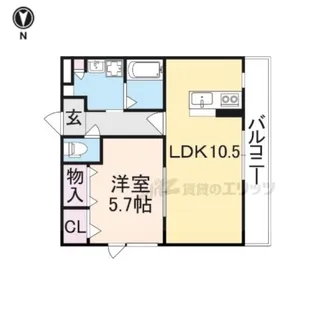 結充Immeuble B館【205B号室】の間取り