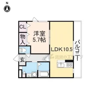 結充Immeuble B館【202B号室】の間取り