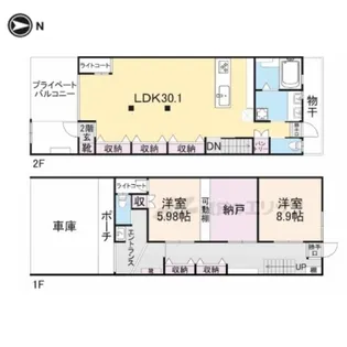 京都府京都市北区紫竹上竹殿町【テラスハウス】の間取り