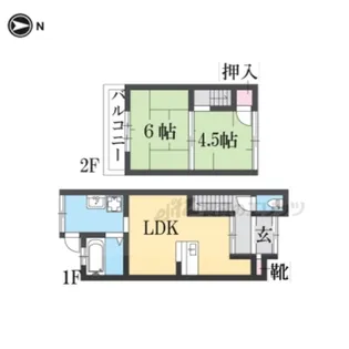 京都府京都市右京区花園段ノ岡町【一戸建】の間取り
