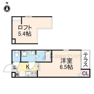 ハーモニーテラス伏見稲荷【102号室】の間取り