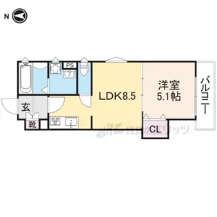 1LDKの間取り画像