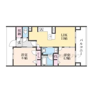 プレサンスロジェ洛西口ザ・レジデンス【902号室】の間取り