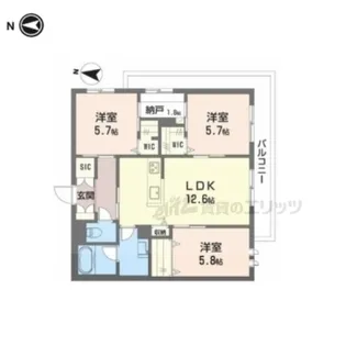 シャーメゾン小町【201号室】の間取り