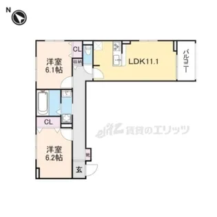 グレース讃良【3階】の間取り