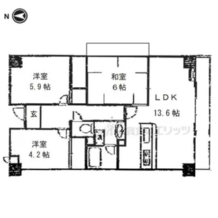 レフィナード・ラ・シャレー生駒【3階】の間取り