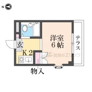 クイーンズピア枚方【102号室】の間取り