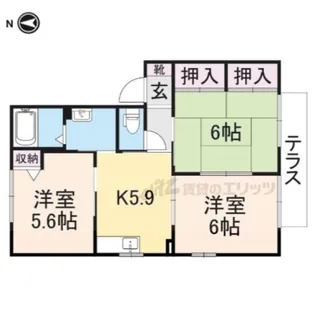 グランブルーC【C102号室】の間取り