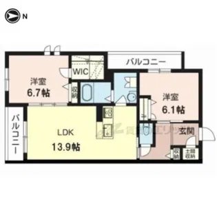 レーヴソレイユ【205号室】の間取り
