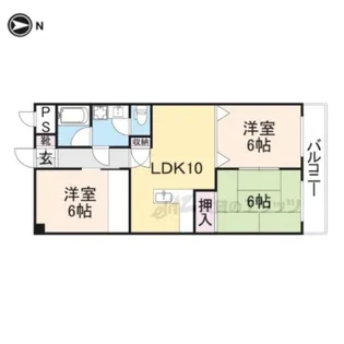 第6サンコウヒルズ北館【202号室】の間取り