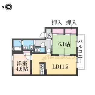 グランブルーD【D202号室】の間取り