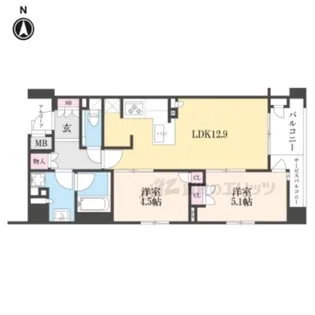 2LDKの間取り画像