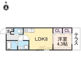 ジーメゾン向島シェルール【1階】の間取り