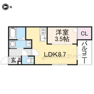 ジーメゾン山科エミール【1階】の間取り