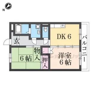 グレーシィ東生駒【102号室】の間取り