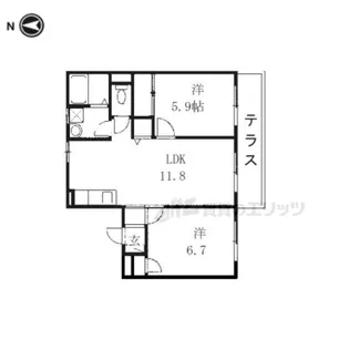カジュアンB【101号室】の間取り