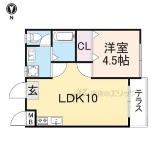 シャルマン香里【1階】の間取り