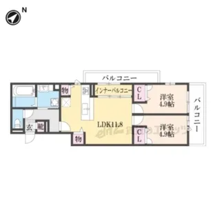 グランディールA&N?【102号室】の間取り