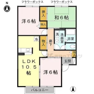 アドゥニスハイツ B棟【203号室】の間取り