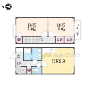 滋賀県長浜市八幡中山町【テラスハウス】の間取り