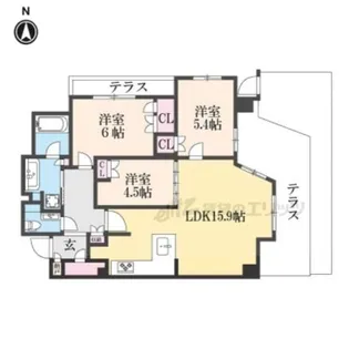 パラドール御所西グランデ【106号室】の間取り