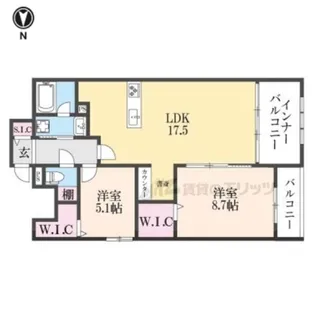 グランディールA&N出町柳【203号室】の間取り