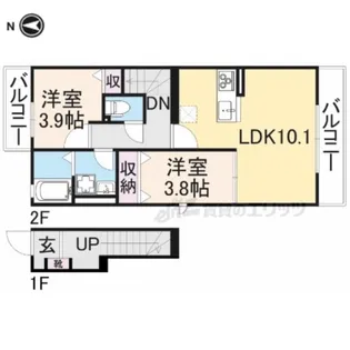 2LDKの間取り画像