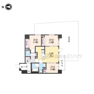 ブランシエスタ山科大塚【1階】の間取り