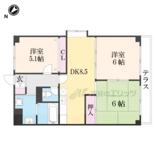 ヴィラ・アンドゥミル【103号室】の間取り