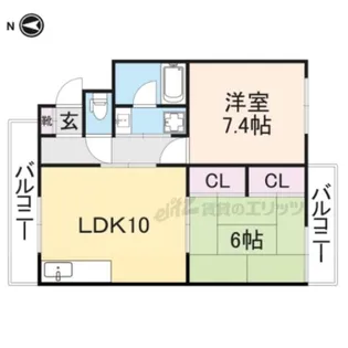 ハイツ武蔵B棟【2F-C号室】の間取り