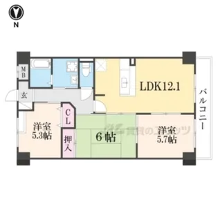 ヴェルデュール石切【2階】の間取り