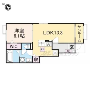 メゾンパーク枚田岡 A棟【1階】の間取り