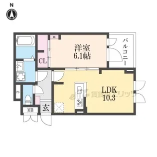 ヴァレンティア若江本町【3階】の間取り